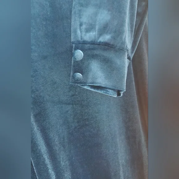 Elegant Blue Velvet Dress - Picture 5 of 7